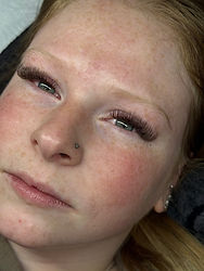Brown lash extensions mini fill 5D on both eyes, refreshed soft wispy lashes