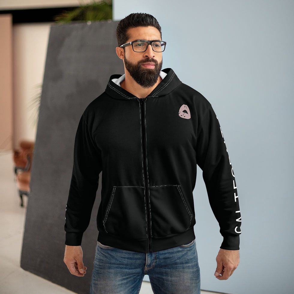 Thumbnail: Anchored California Zip Hoodie — Anchored California lips Down-Sleeve Print