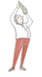 illustration, George Sr, character lifting wine bottle, wine