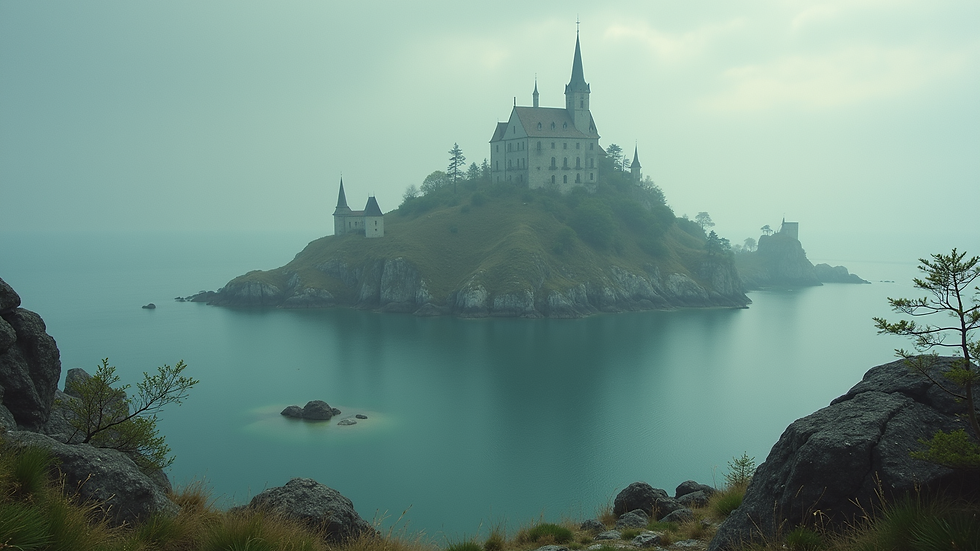 Nahaufnahme einer Fantasy-Karte mit Fokus auf einer mystischen Inselgruppe