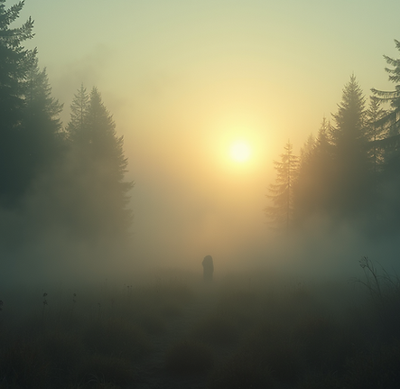 Atmospheric-shot of a hidden-magical-realm-landscape-with-ethereal-mists-and-glowing-runes