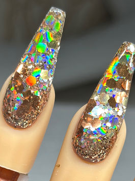 Glitter & Chrome Sculpted Nails