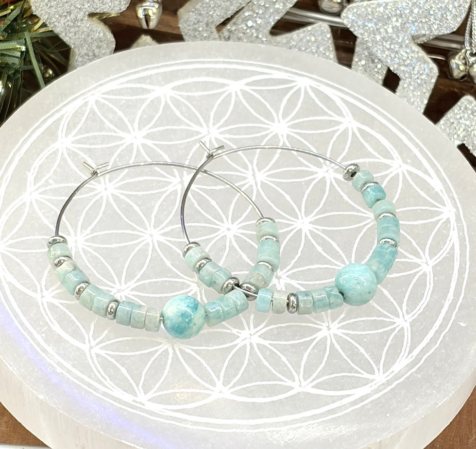 Boucles d'oreilles créoles amazonite