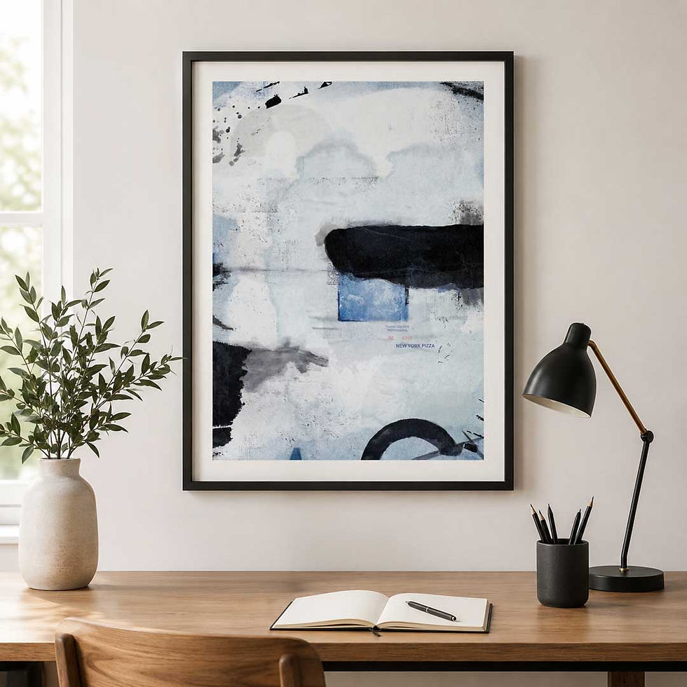 Thumbnail: After Rain - Urban Abstract Wall Art, Blue Black Grunge Poster