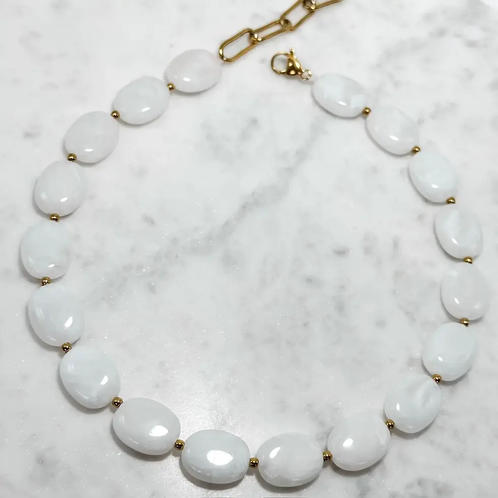 Thumbnail: Statement witte kralen ketting