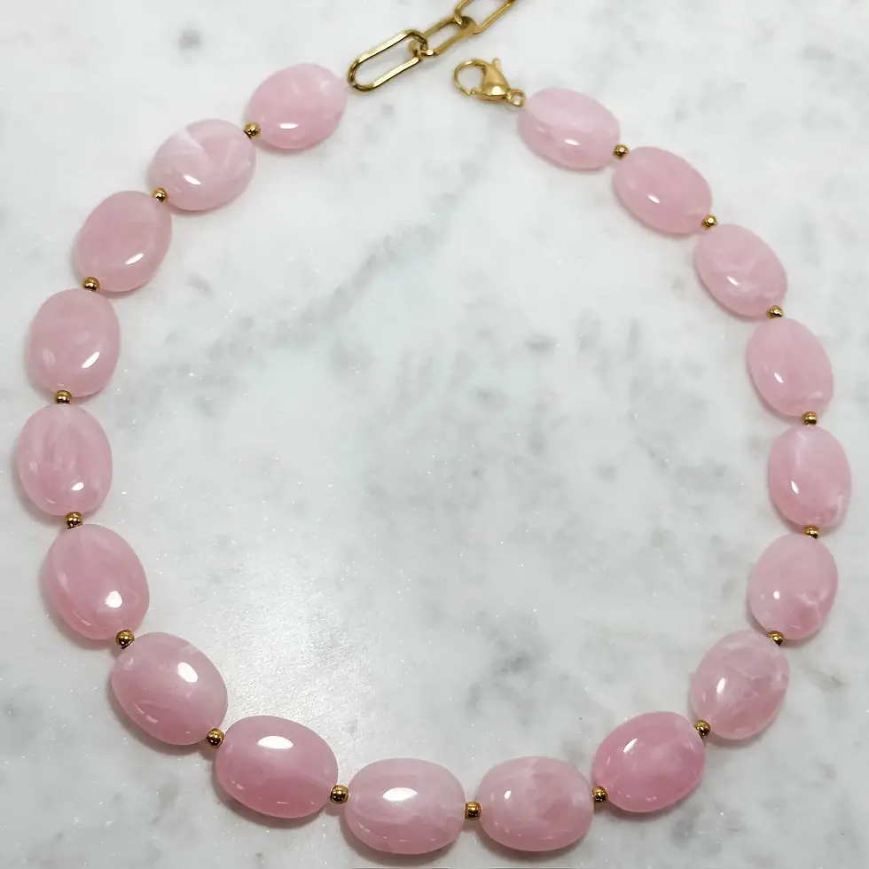 Thumbnail: Statement roze kralen ketting