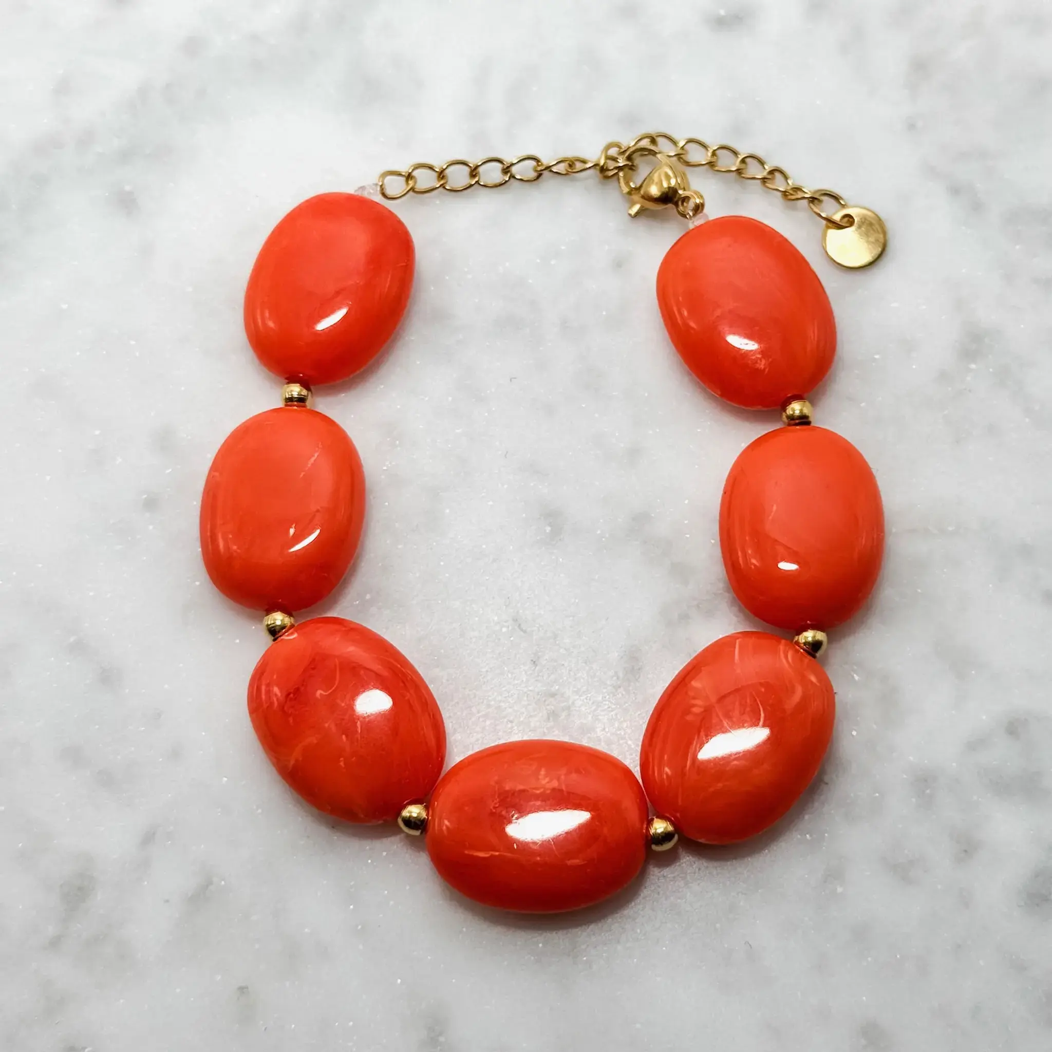Statement oranje kralen armband