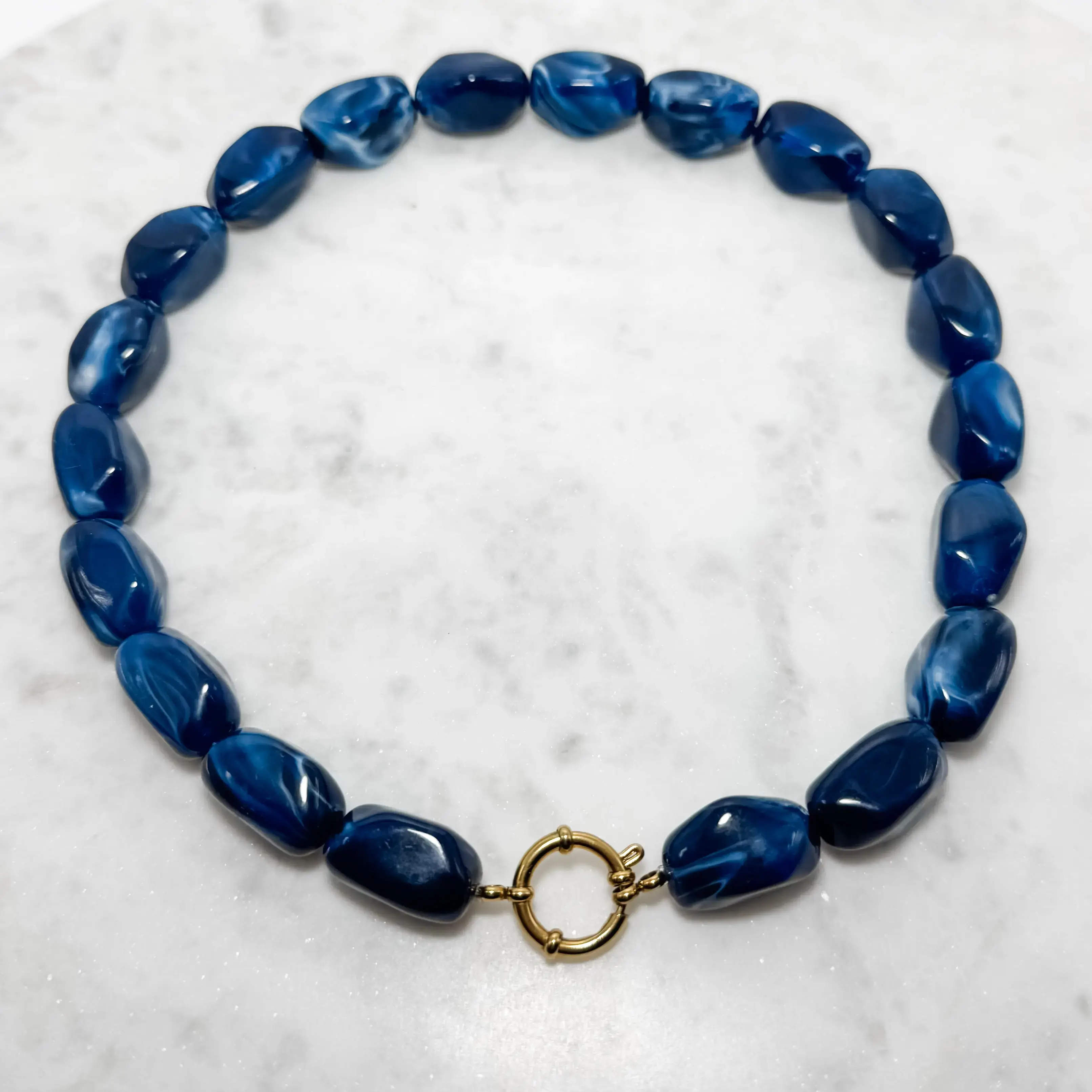 Ketting grote kralen blauw