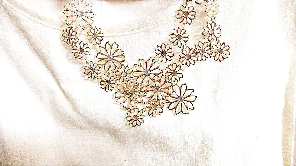 Thumbnail: Golden Thread Statement Camellia Floral Necklace