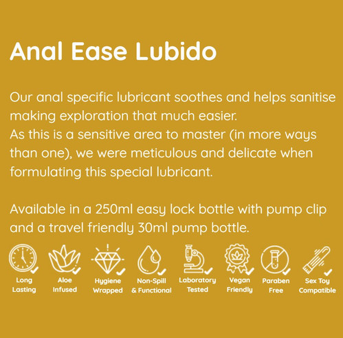 2.49 Lubido Anal Ease Aloe-Infused Water-Based Gel Lubricant 30ml 250ml | sistalk-uk 2.49 Lubido Anal Ease Aloe-Infused Water-Based Gel Lubricant 30ml 250ml | sistalk-uk
