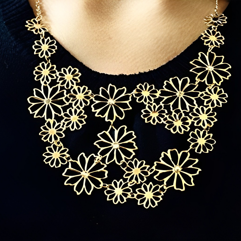Thumbnail: Golden Thread Statement Camellia Floral Necklace