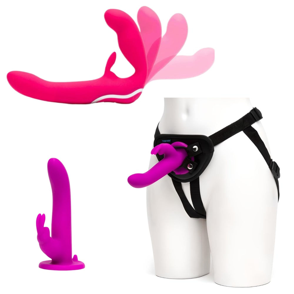 Happy Rabbit Rechargeable Vibrating Strapless Strap-On Harness Set