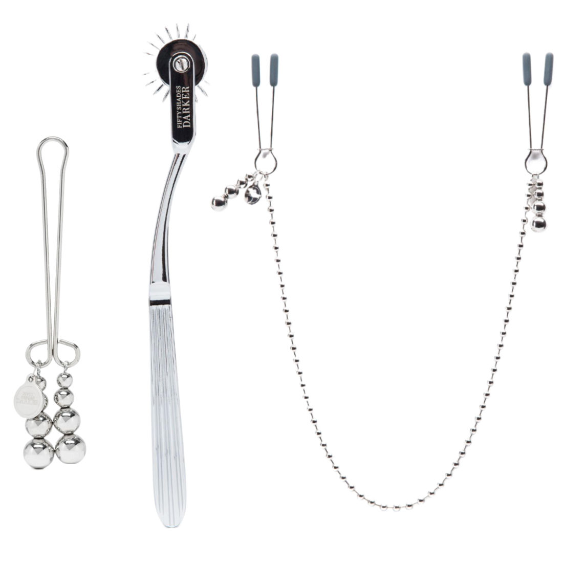 Fifty Shades Darker Beaded Clitoral Clamp Spikes Metal Pinwheel Nipple Clamps