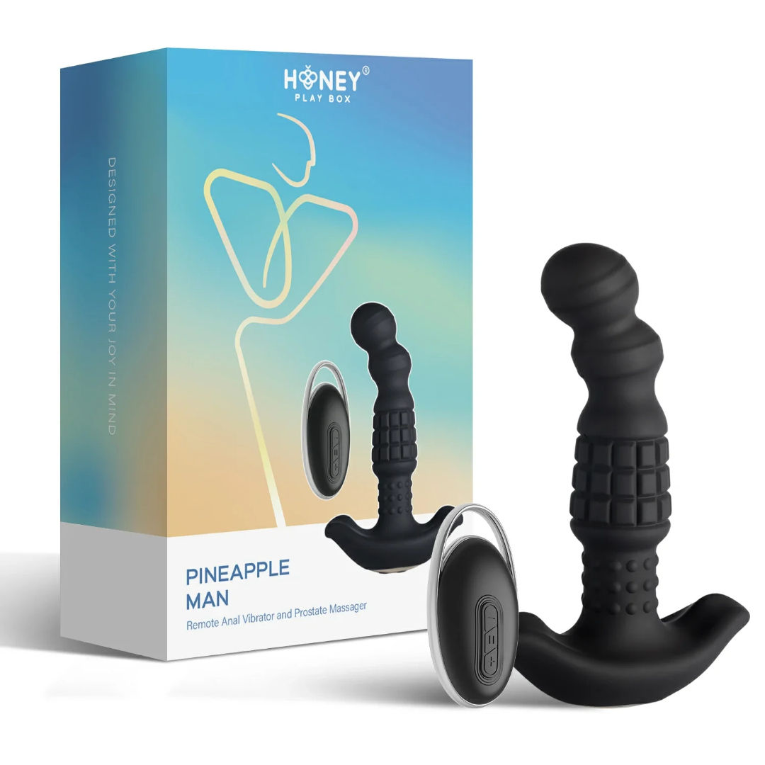 Honey Play Box Pineapple Man Remote Control Rolling Bead Prostate Massager