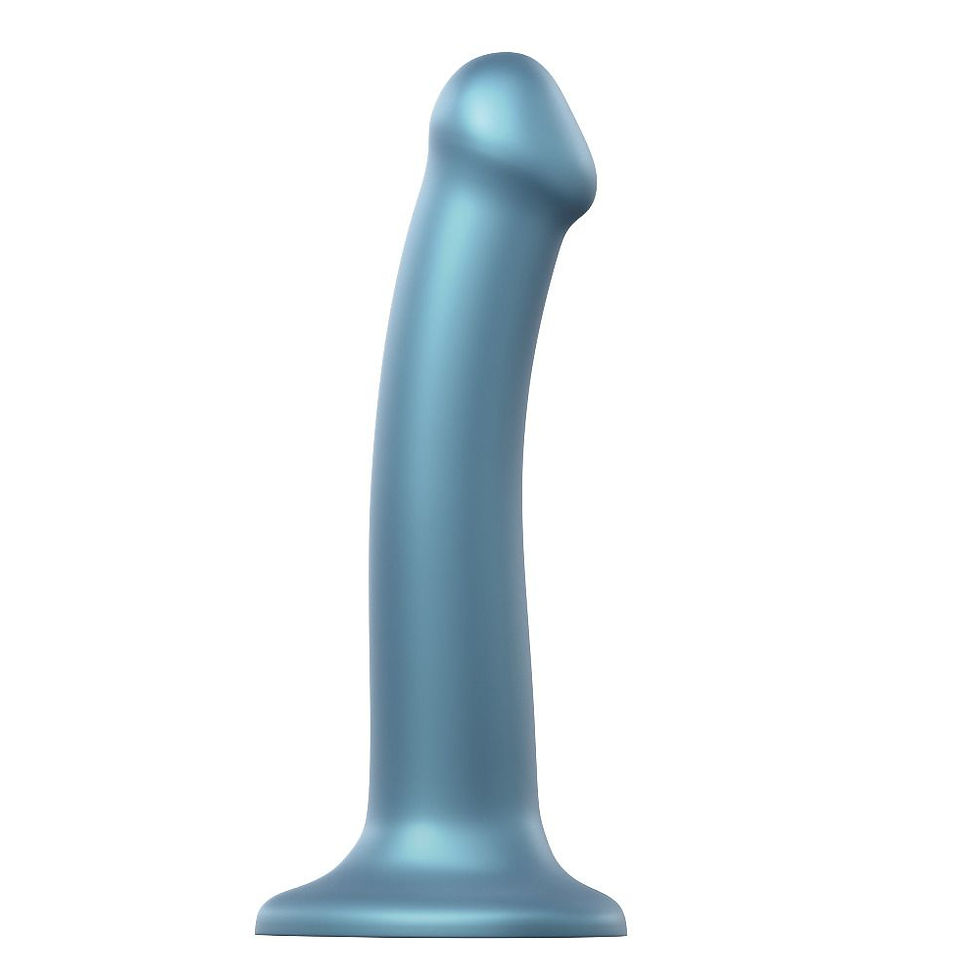 Thumbnail: Strap On Me Mono Density Metalic Shine Dildo Medium Vieux Rose Duck Blue