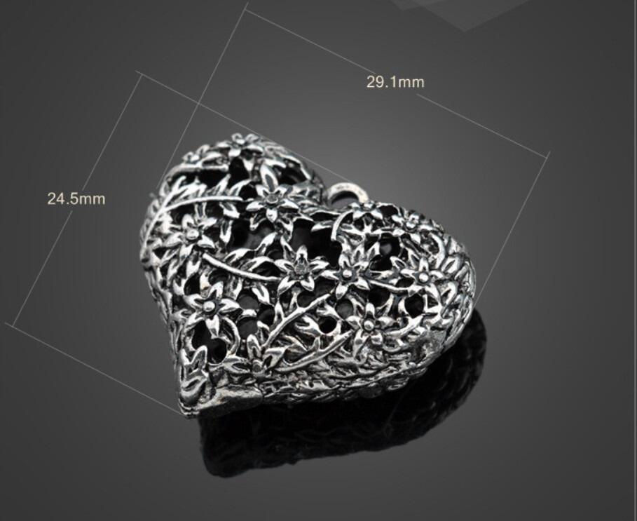 Thumbnail: Designer Vintage Wicker Heart Metal Long Chain Necklace Silver & Bronze