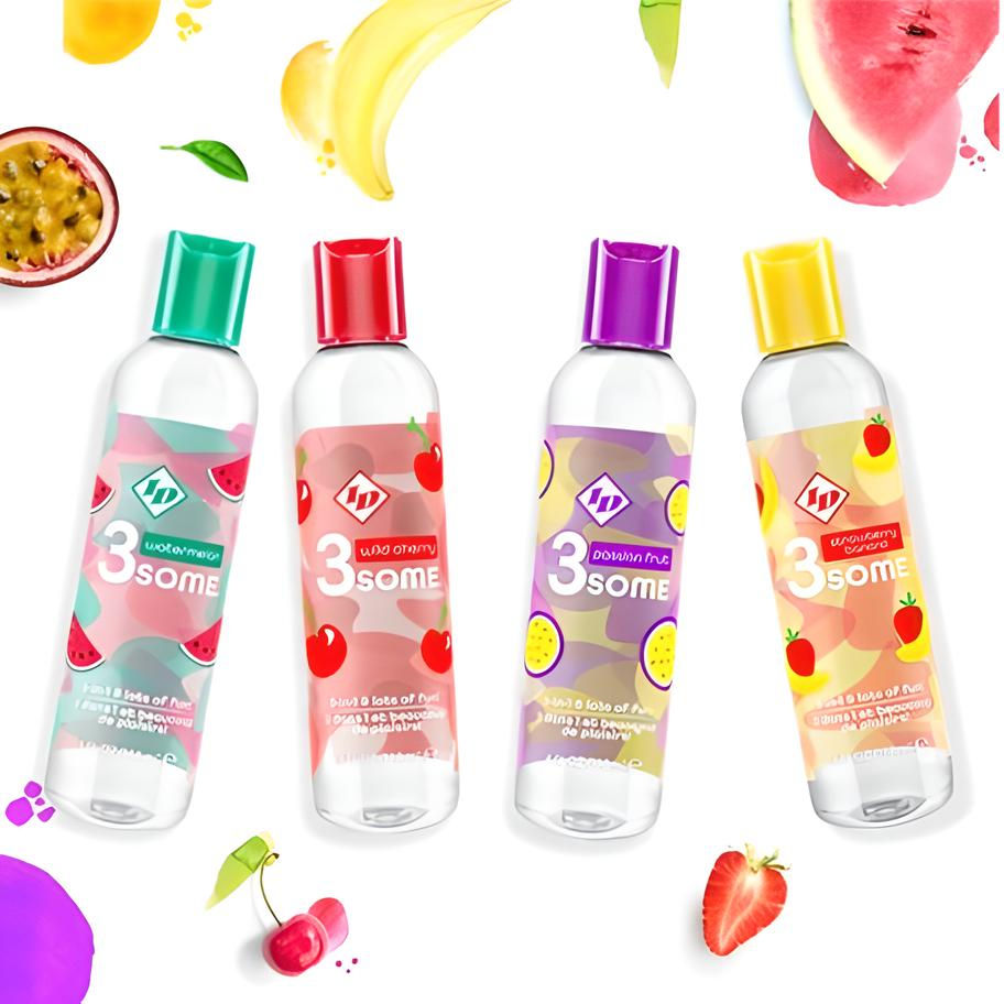 Thumbnail: ID 3some 3 In 1 Lubricants Watermelon  Wild Cherry Passion Fruit Strawberry