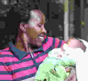 Woman holding child