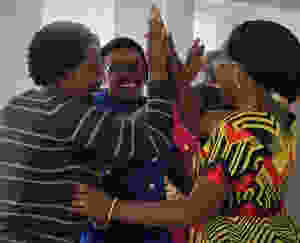 group of women giving high fives