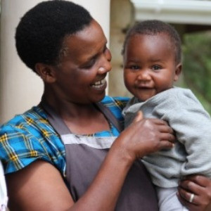 Woman holding child
