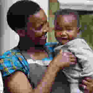 Woman holding child