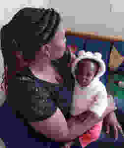 Woman holding baby