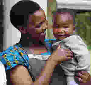 Woman holding child