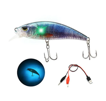 artificial lure, vibrating motion, LED light, rechargeable battery, life-like movement, fishing lure 