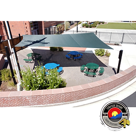 Commercial 98 Forest Green Shade Sail System 4 post with elevation change 4D Strategic Designs (9).png