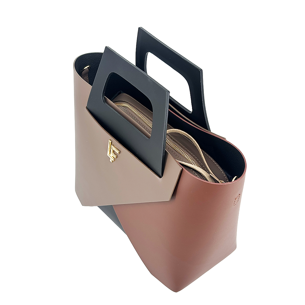 Thumbnail: Pewter-Cognac Color-Block Tote