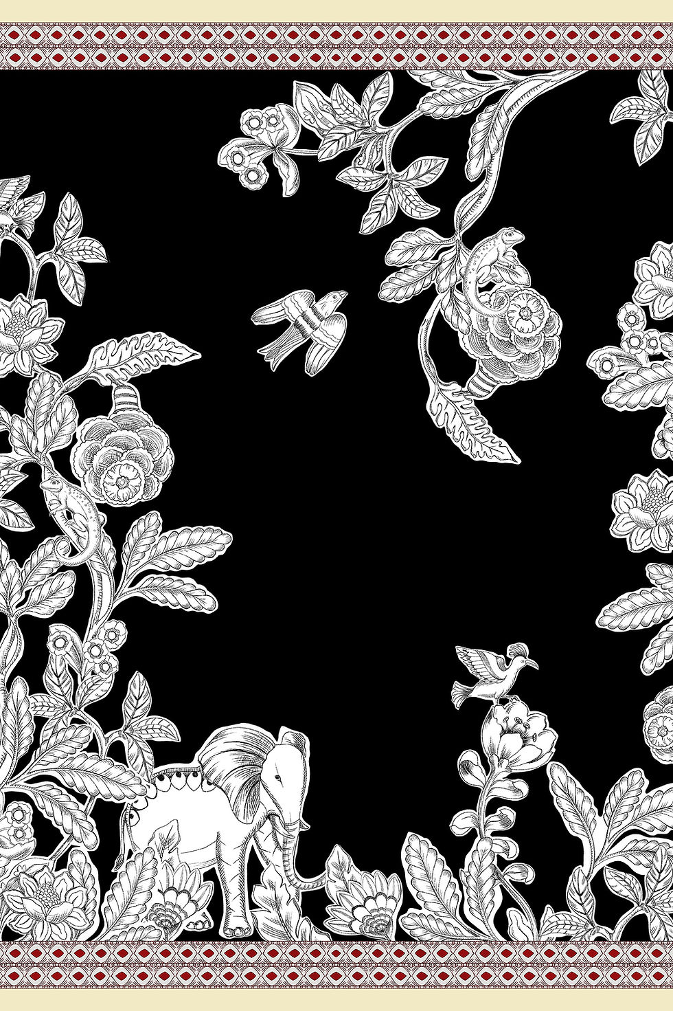 Midnight Como Silk Square Scarf