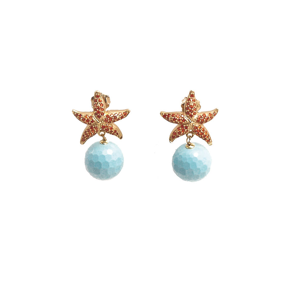 Terracotta Pavé Starfish Turquoise Drop Earrings