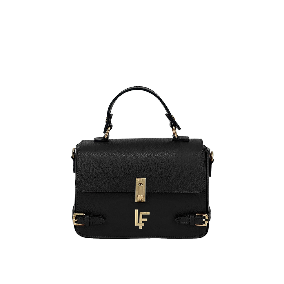 Ebony Calfskin Turn-Lock Flap Satchel
