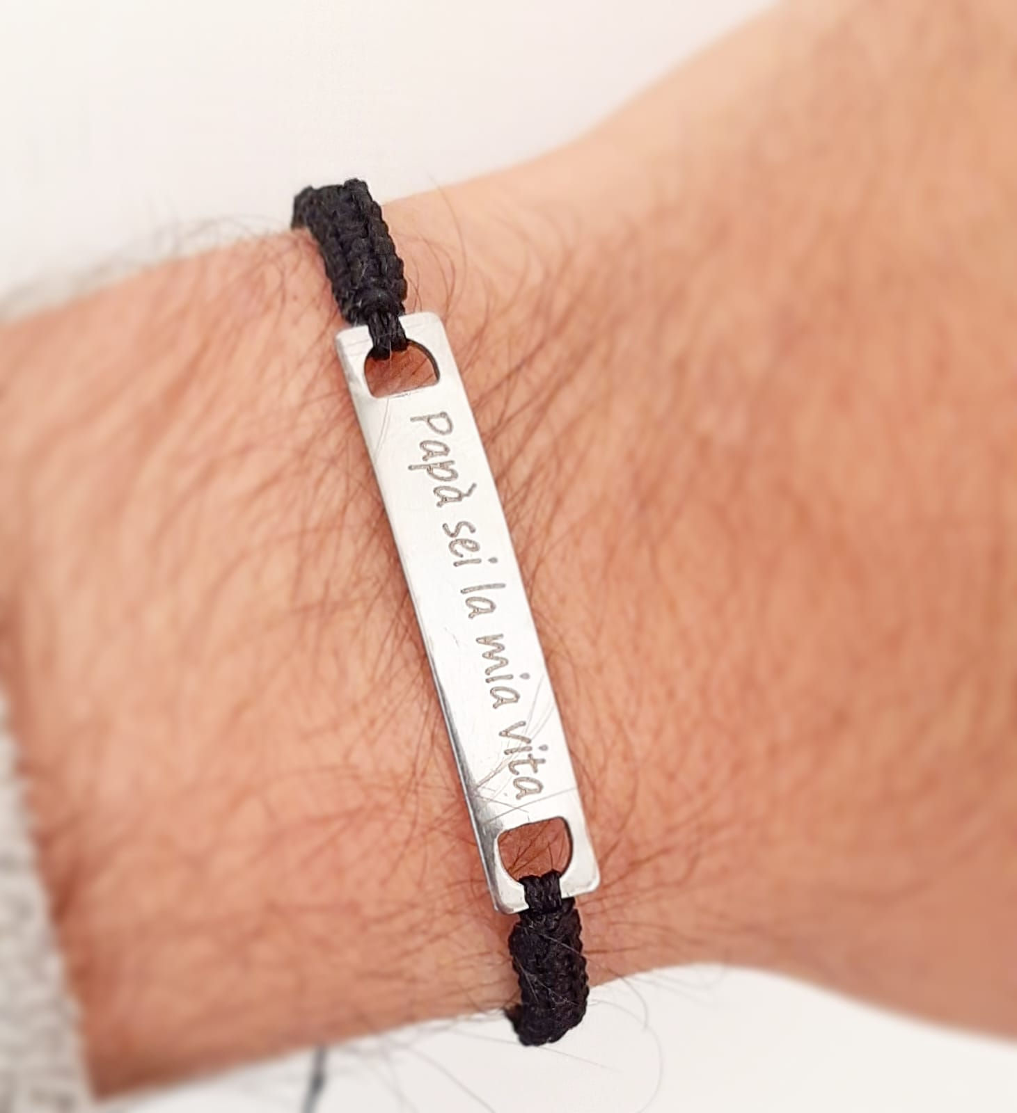 Bracciale incisione maglia cuoio