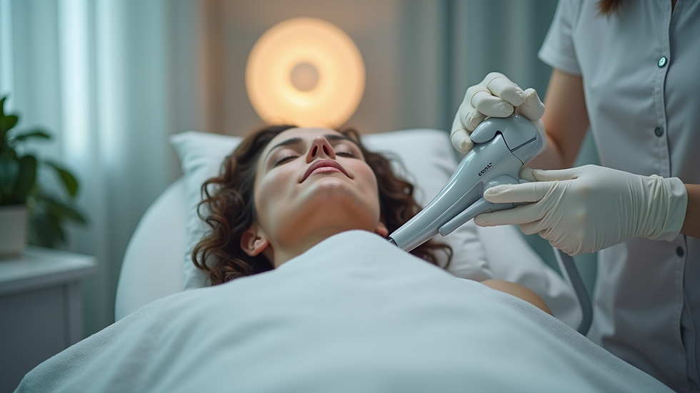 Close-up view of a high-tech laser treatment machine in a medspa room
