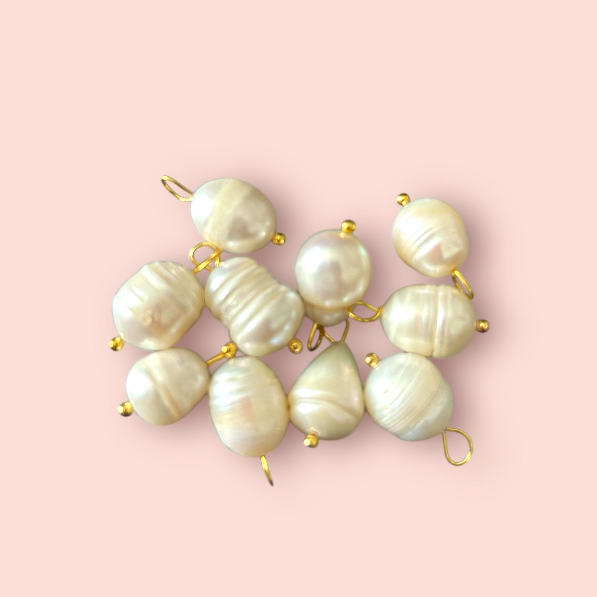 Organic Freshwater Pearl Charms - Gold (10pc)
