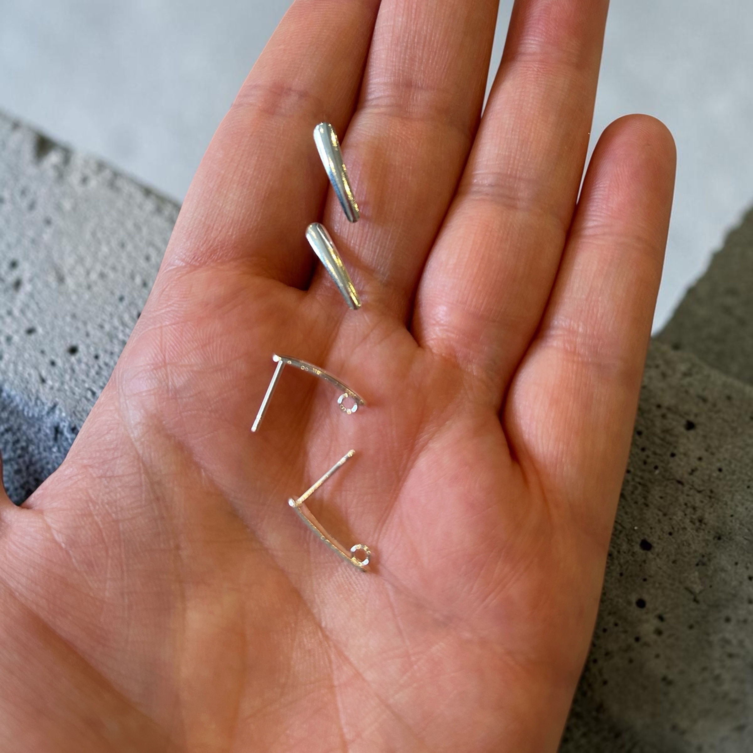 Stainless Steel Stud Earring Findings with Loop – Bright Silver