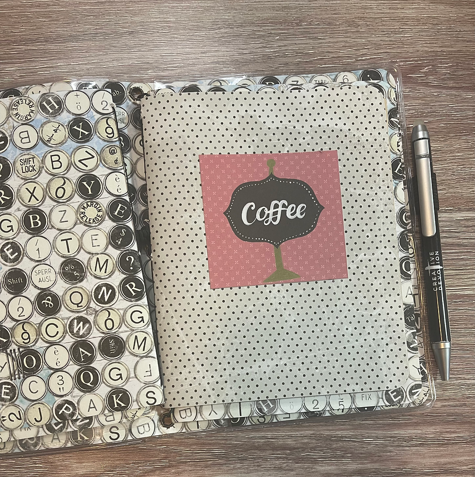 Thumbnail: Typing and Coffee Vibes Handmade Vinyl Covered Journal 