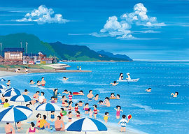 8月 August 大阪市 西口保のイラスト展 子どもと自然を描いた風景画 8月 August 大阪市 西口保のイラスト展 子どもと自然を描いた風景画