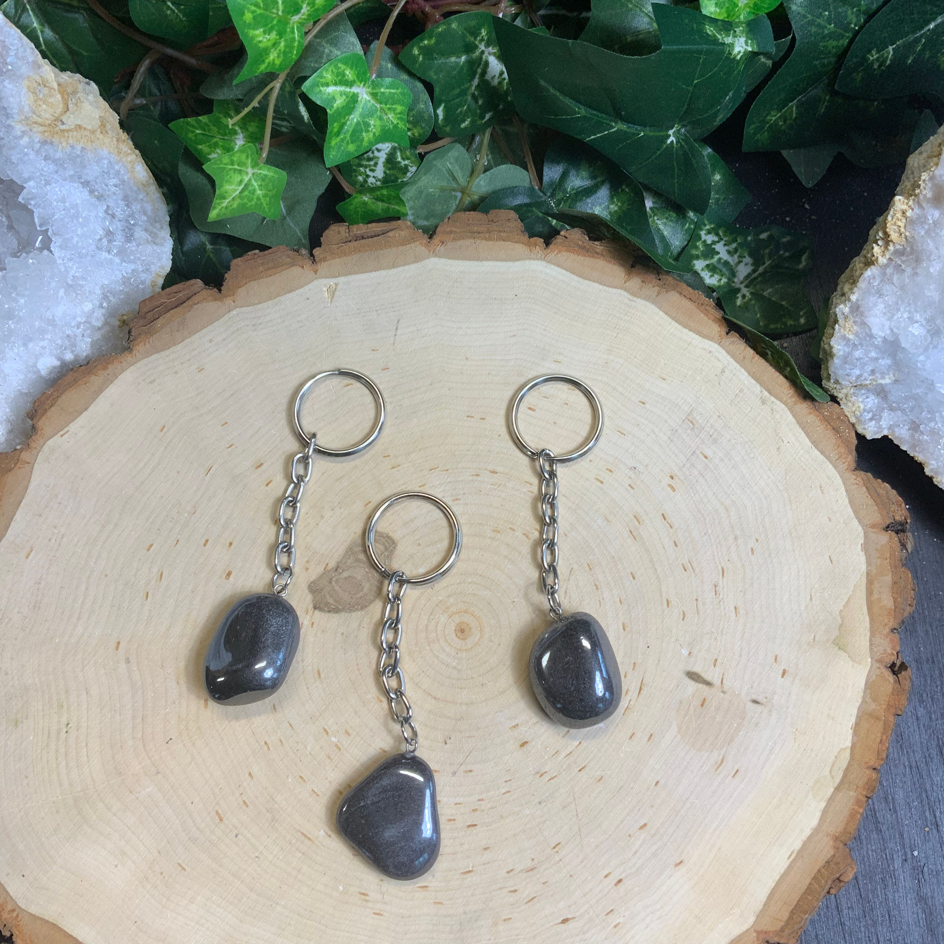 Hematite Tumbled Keychain