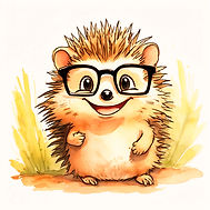 a hedgehog,  smiling because he is tickl