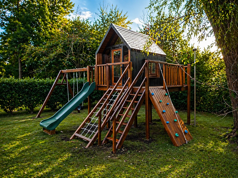 Casita madera niños con juegos