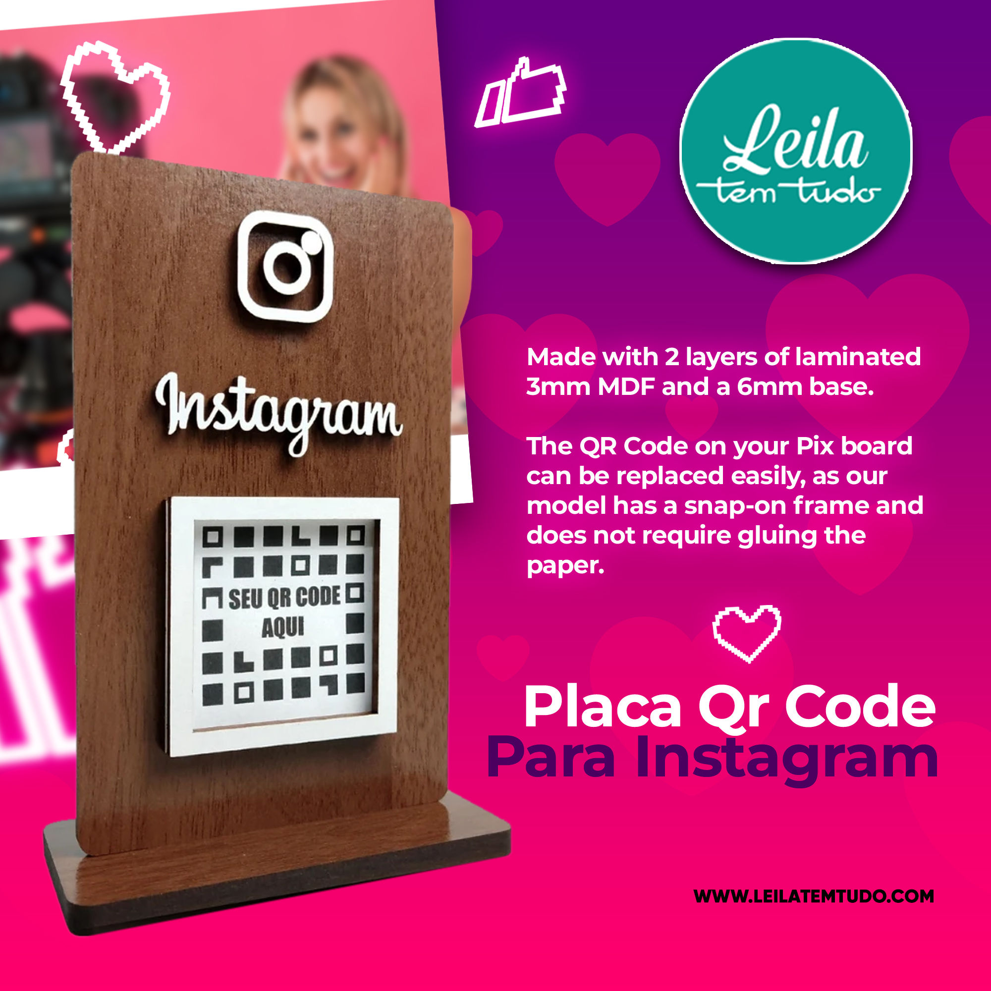 Placa Qr Code para Instagram.