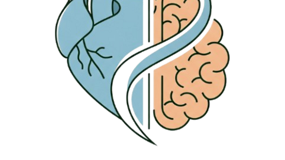 Logo of a half-heart, half-brain in blue and peach with CARISSIMI MENTAL HEALTH & WELLNESS PLC text below
