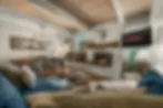 Breck Peak Retreat living room with wood-burning fireplace in Breckenridge, Colorado near BreckConnect gondola