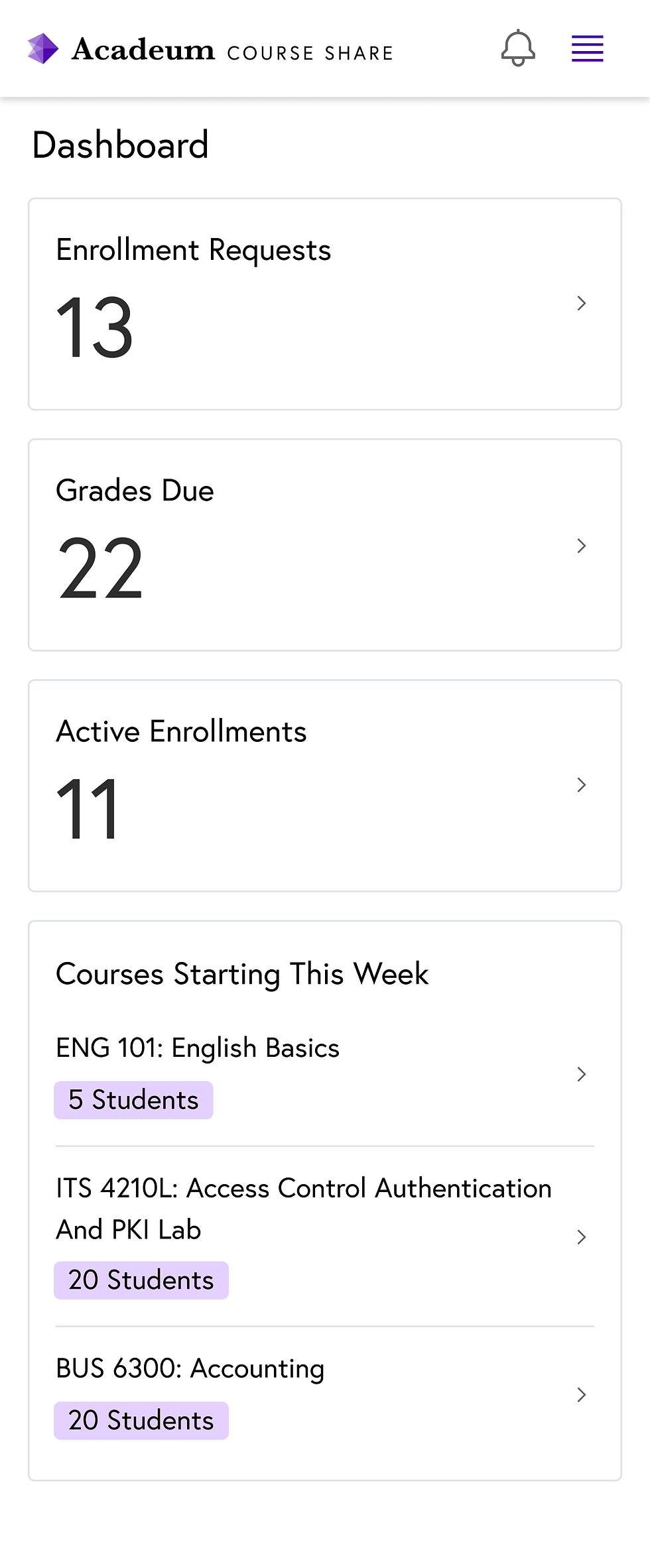 Courses UI