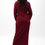 الصورة المصغرة: Wine modest maxi dress with high neckline, long sleeves and gold floral brooch waist | Millenia