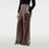 Thumbnail: Women’s chocolate wide-leg faux-leather trousers featuring gold-tone cord waist detailing | Millenia