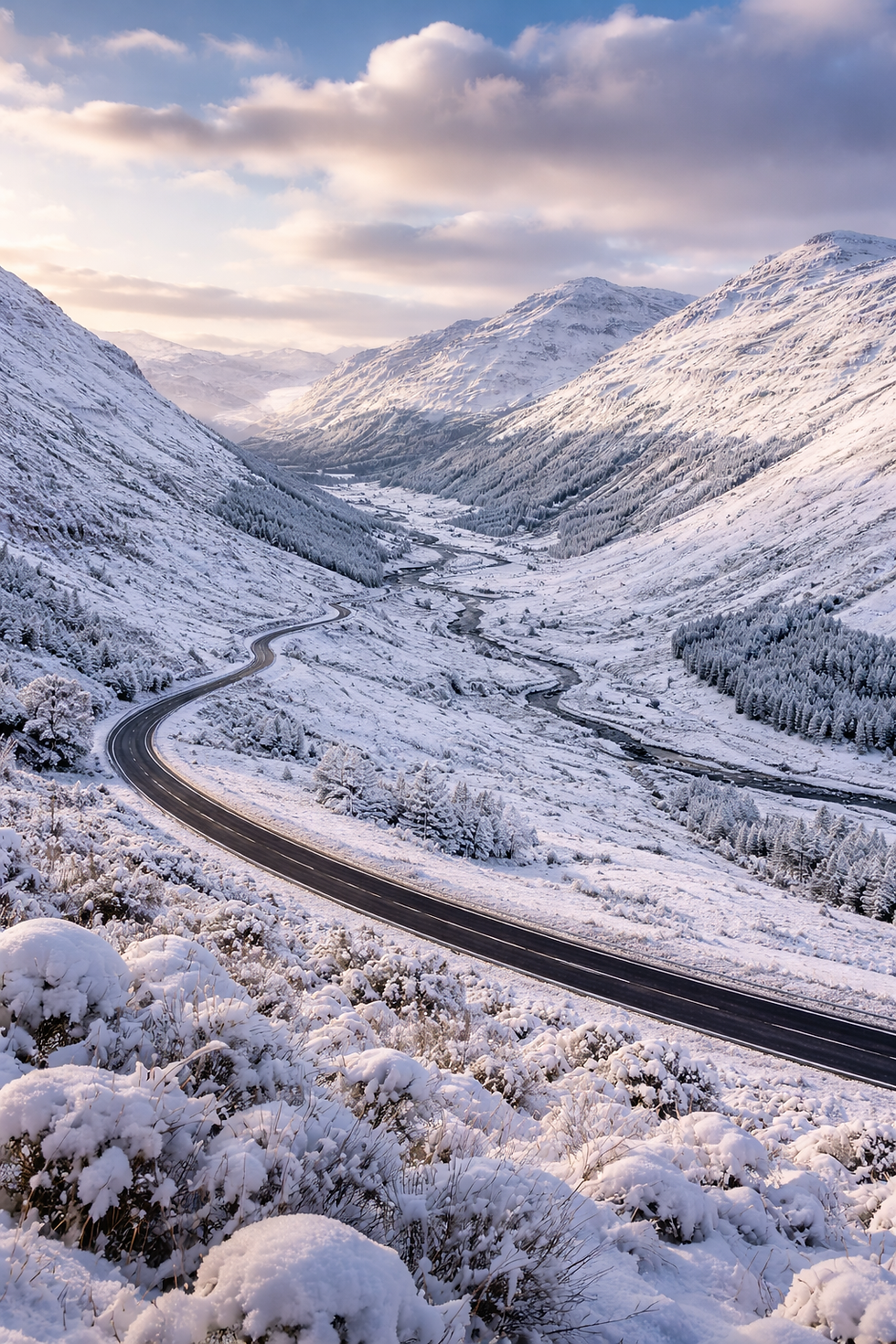The 'Rest and Be Thankful' in winter just as the day we drove up it in 2001