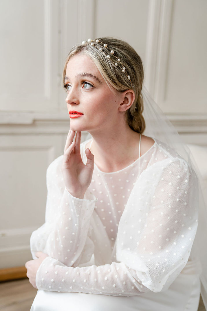 ELLE pearl double strand headpiece Photo Credit Charlotte Palazzo Photography _charlottepa